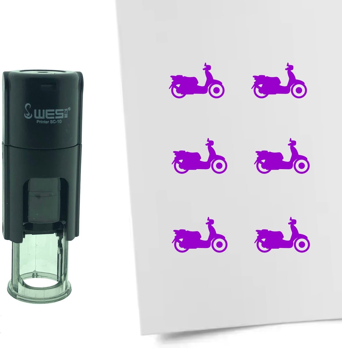 CombiCraft Stempel Scooter 10mm rond - paarse inkt