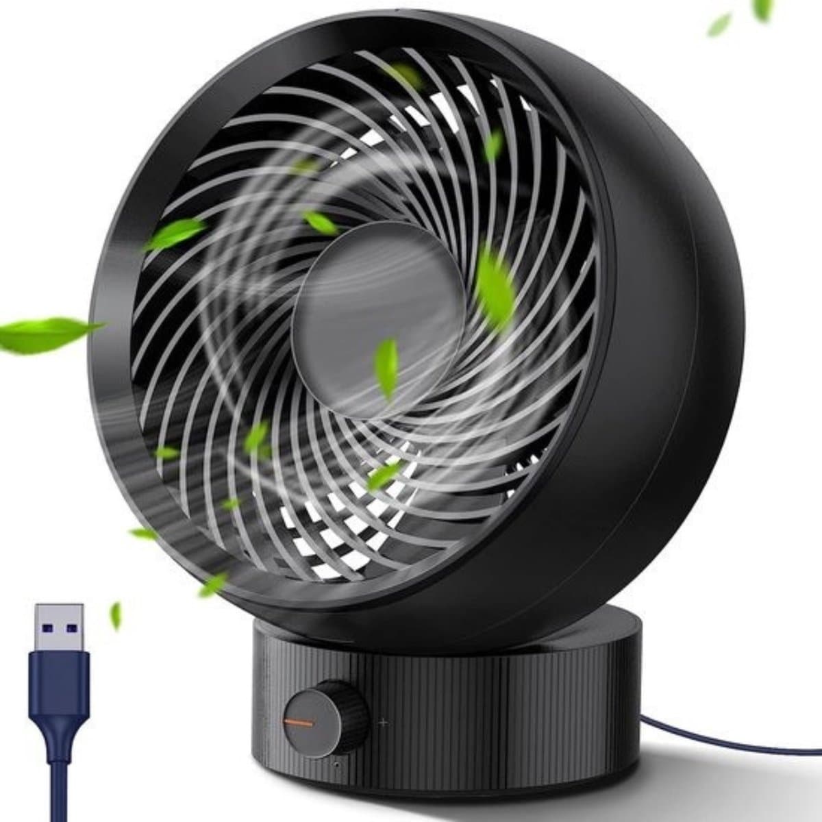 Intelectro Tafelventilator - Compacte Ventilator voor Instant Verfrissing! - Krachtige Luchtstroom - Verstelbare Windrichting - Gemakkelijk Schoonmaken - Compact Formaat - USB Ventilator - Zwart - Levering Sneller dan Aangegeven!