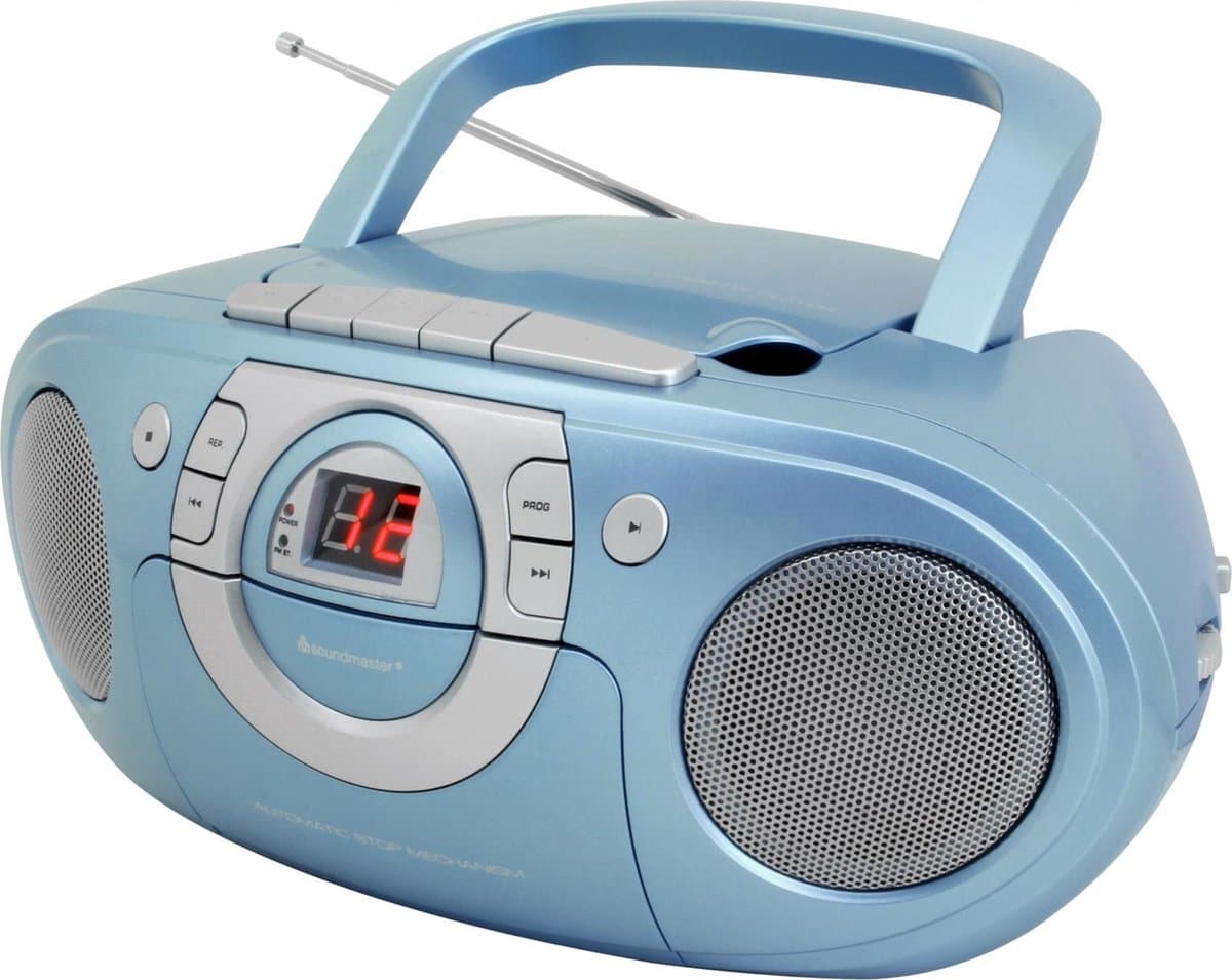 Soundmaster SCD5100BL - Boombox met FM-radio, CD- en cassettespeler, blauw