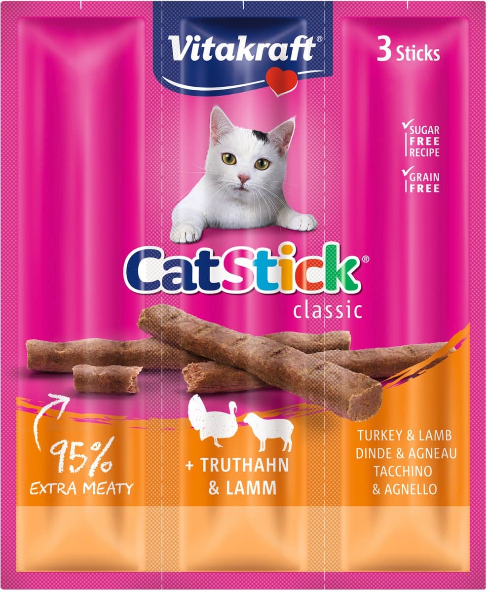 Vitakraft Cat Stick Adult - Kalkoen & Lam