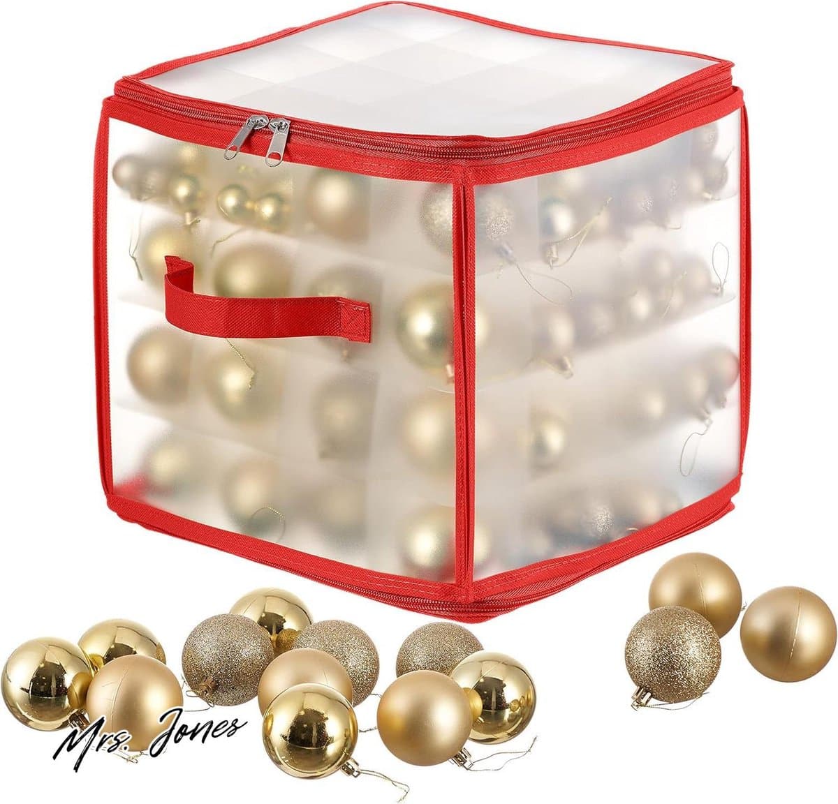Mrs. Jones Opbergdoos voor Kerstballen - Kerstballenopslag voor 64 Kerstballen Eenvoudig te Monteren .