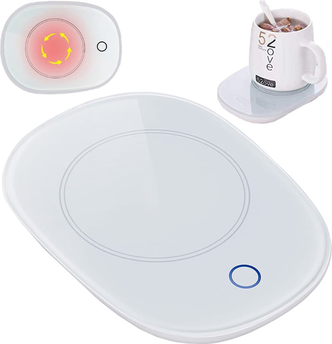 Elektrische Kopjesverwarmer voor Koffie en Thee – 16W LED Waterdichte Plaat - Wit