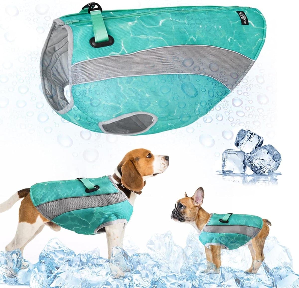 Koelvest honden D-ringen harnas verdampingskoeljas reflecterend veiligheidsharnas ijskoelend maat XL