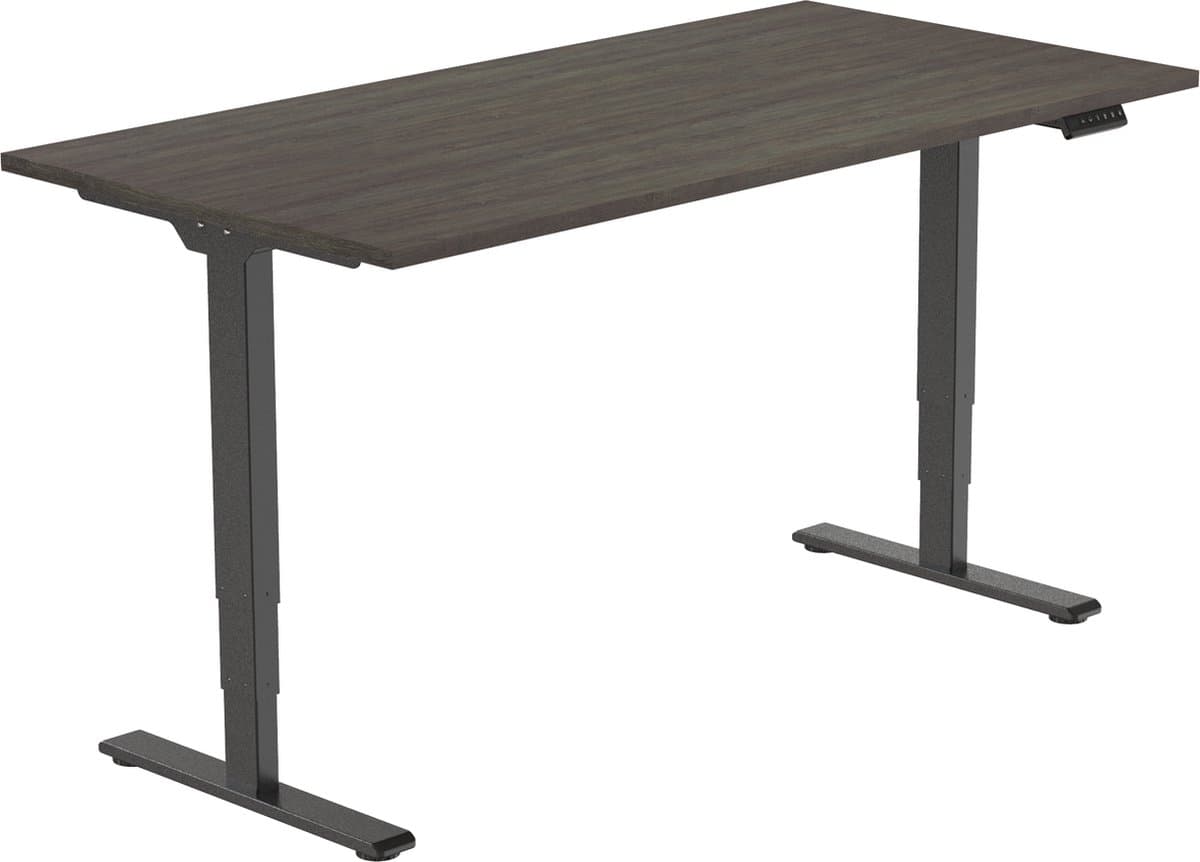 OrangeLabel by Euroseats elektrisch zit/sta bureau Eco. Voldoet aan de NEN EN 527. Uitvoering zwart frame en blad 120x80 Logan Eik