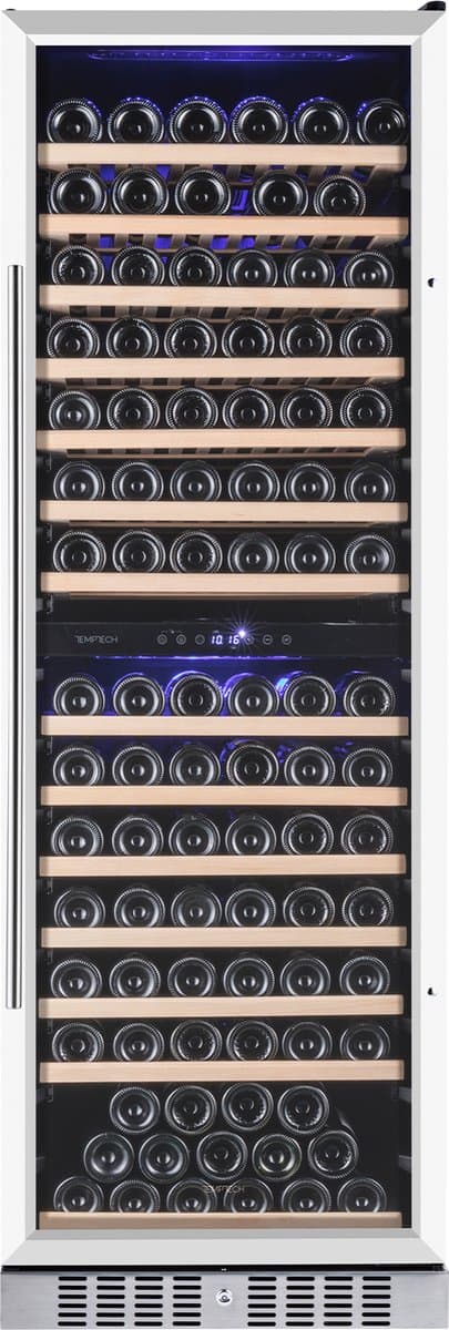 Temptech WP180DCS - vrijstaande wijnkoelkast - 2 zones - 163 flessen - zilver
