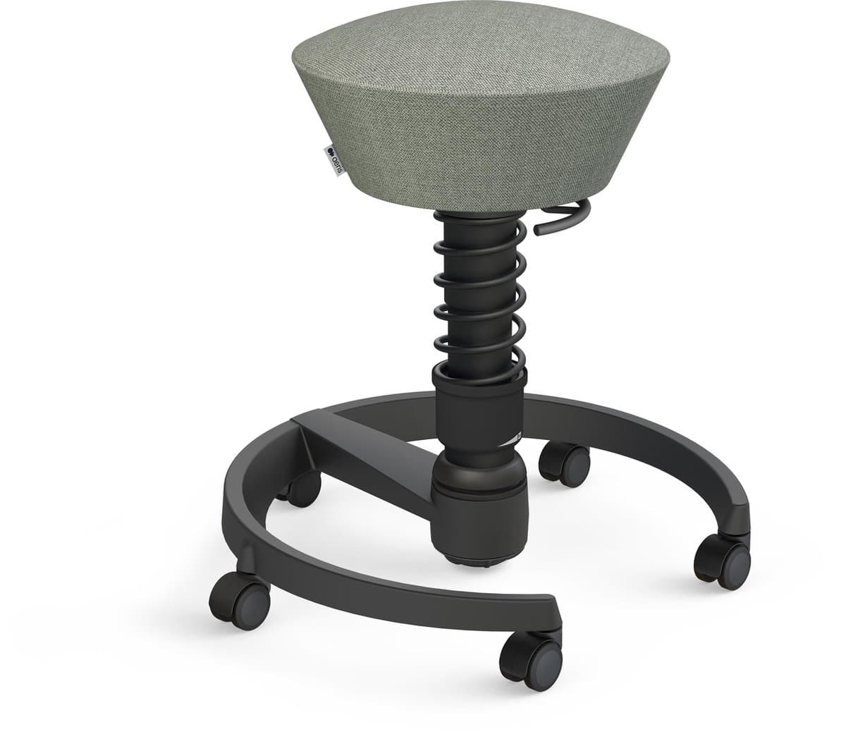 Aeris Swopper - ergonomische bureaukruk - zwart onderstel - grijze zitting - zachte wielen - wol - standaard