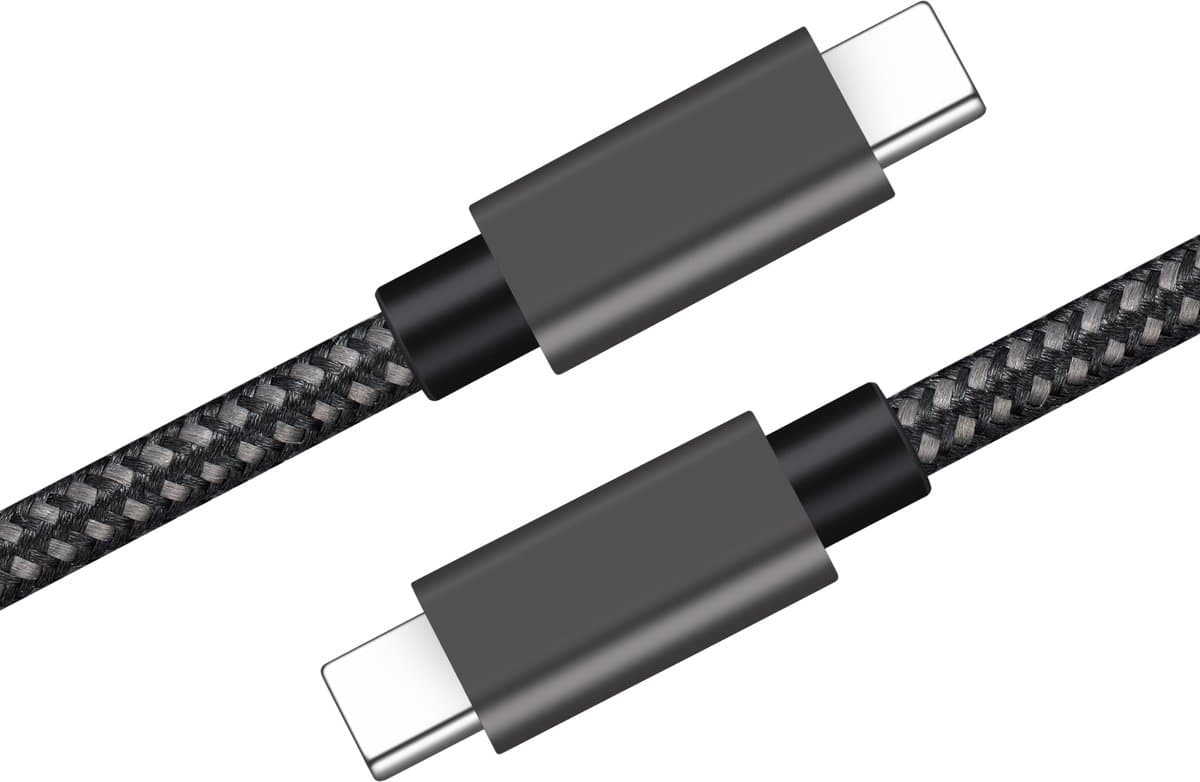 NÖRDIC USBC-N1082 USB-C naar USB-C kabel - USB 3.1 - 60W PD - 5Gbps - 3A Gen1 - Gevlochten Nylonkabel - 1m - Zwart