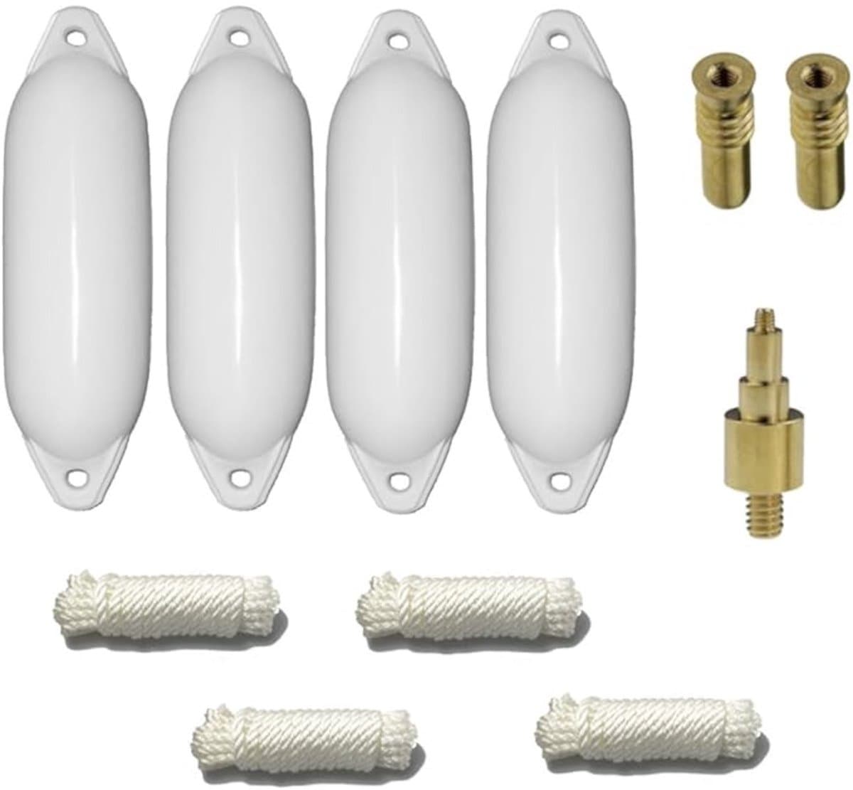 Set van 4 met Majoni Star 35 stootwillen incl. spatelleidingen, 2 vervangingsventielen, 1 ventieladapter - wit, 62 x 21 cm