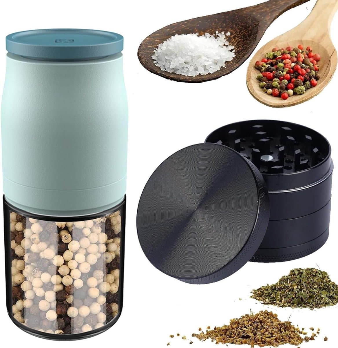 Handmatige Kruidenmolens Set incl. Peper Zoutmolen Keramische Molen Ø 55 mm