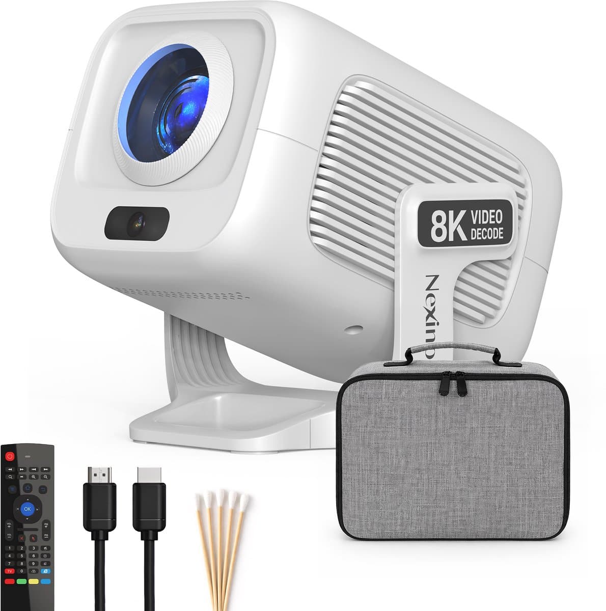 Nexino® Smart Beamer Full HD (15.000 Lumen) - Projector - 8K Support - Android 14.0 - Home Cinema - Wifi & Bluetooth - Geschikt voor IOS en Android - Incl. Opbergtas