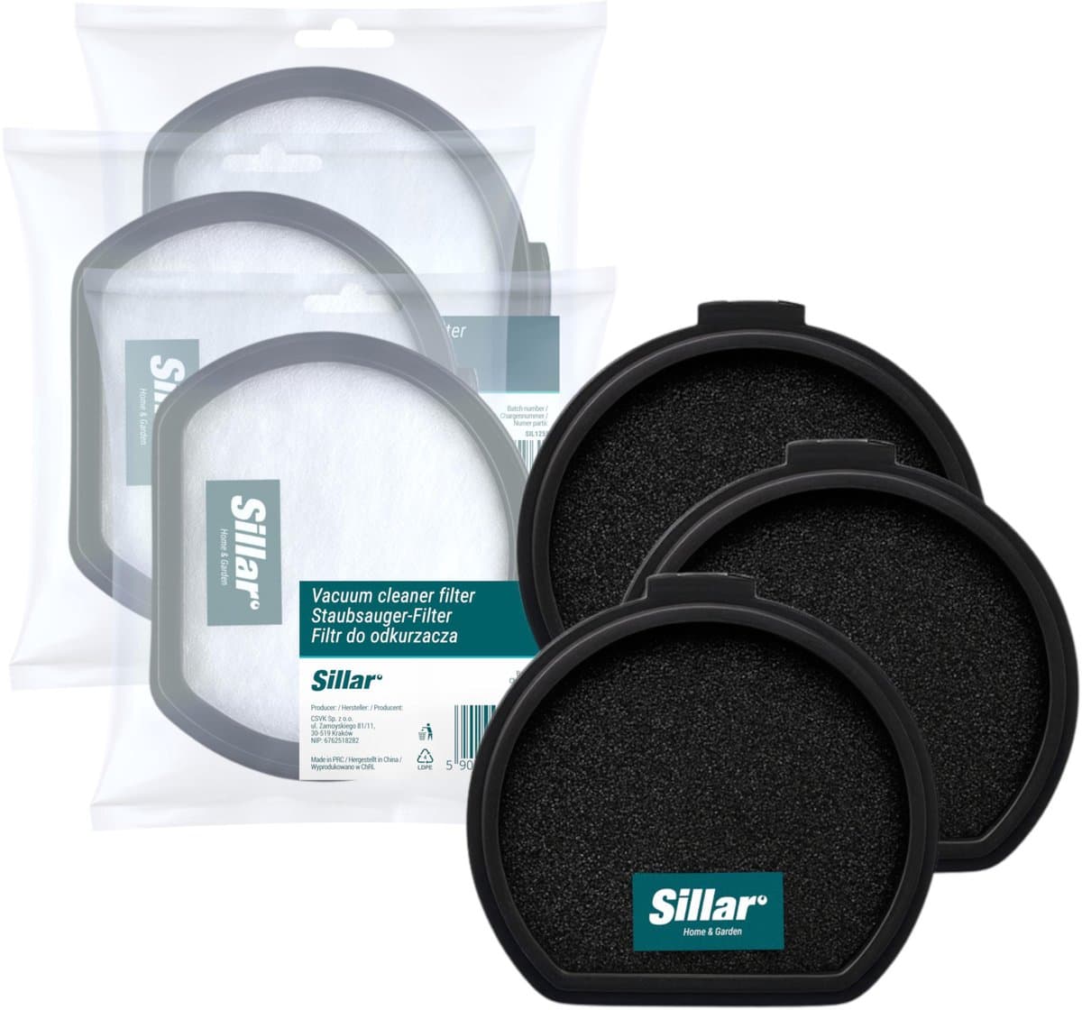 Sillar 3x Stofzuigerfilter - wasbaar - uitlaatfilter - geschikt voor AEG & Electrolux Pure Q9 / FX9 - schuimfilter vervanging AEF167 / EF167 / 9009230906
