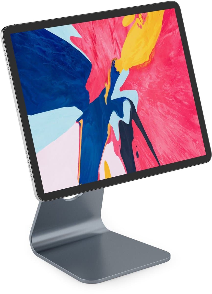 WiWU Hubble Magnetische Tablet Standaard geschikt voor iPad Air 13 inch (M4 / M3 / M2) en iPad Pro 12.9 inch (6e Generatie 2022) - 360° Draaibaar - Aluminium Design - Verstelbare Kijkhoek - Bureauhouder - Space Grijs