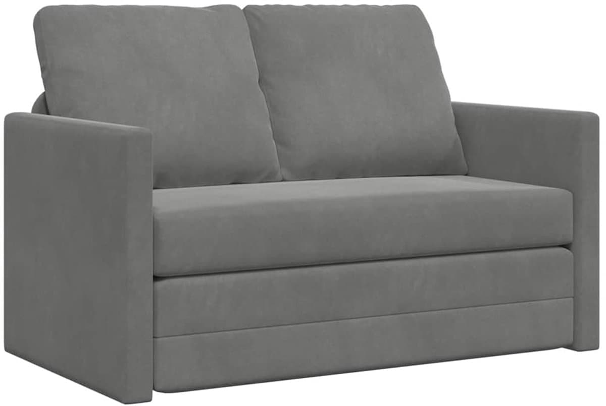 VidaXL 2-in-1 vloerbankbed - Fluweel donkergrijs, 122 x 204 x 55 cm