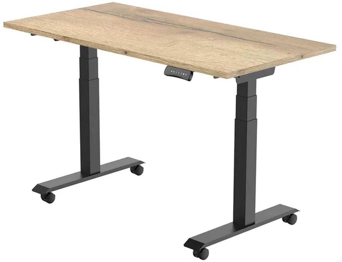 Euroseats Elektrisch Bureau - verstelbaar, opklapbaar en verrijdbaar - 160x80 cm - Zwart frame - Natuur eik
