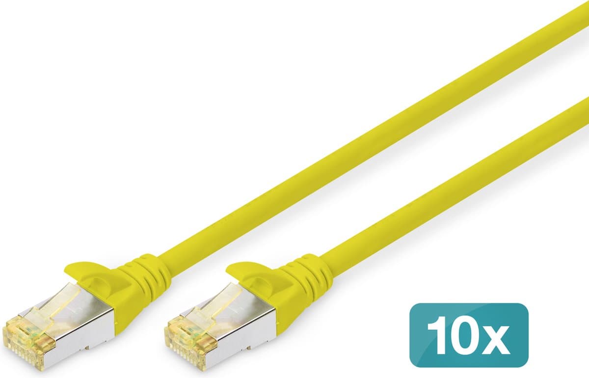 CAT6a sFTP kabel 1 meter Geel - 10 stuks