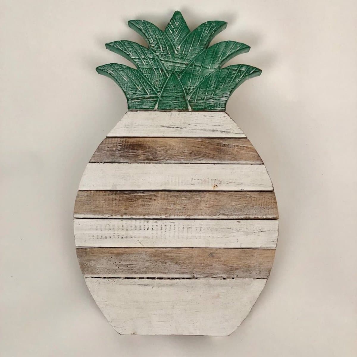 Houten pannen onderzetter ananas whitewash/naturel ±25cm -Set van 3