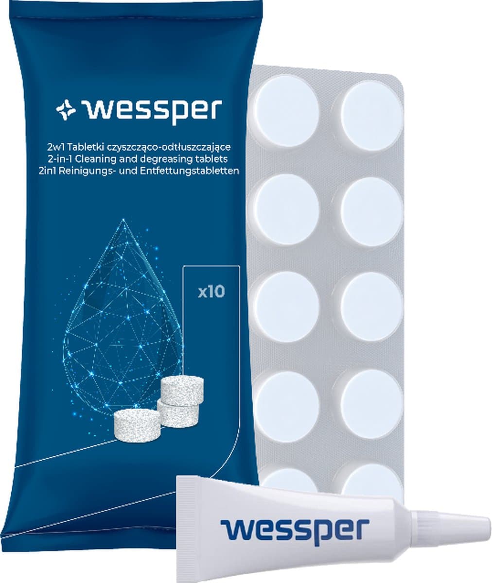Wessper reinigingstabletten + Siliconenvet smeermiddel voor Saeco - Philips - Jura zetgroep
