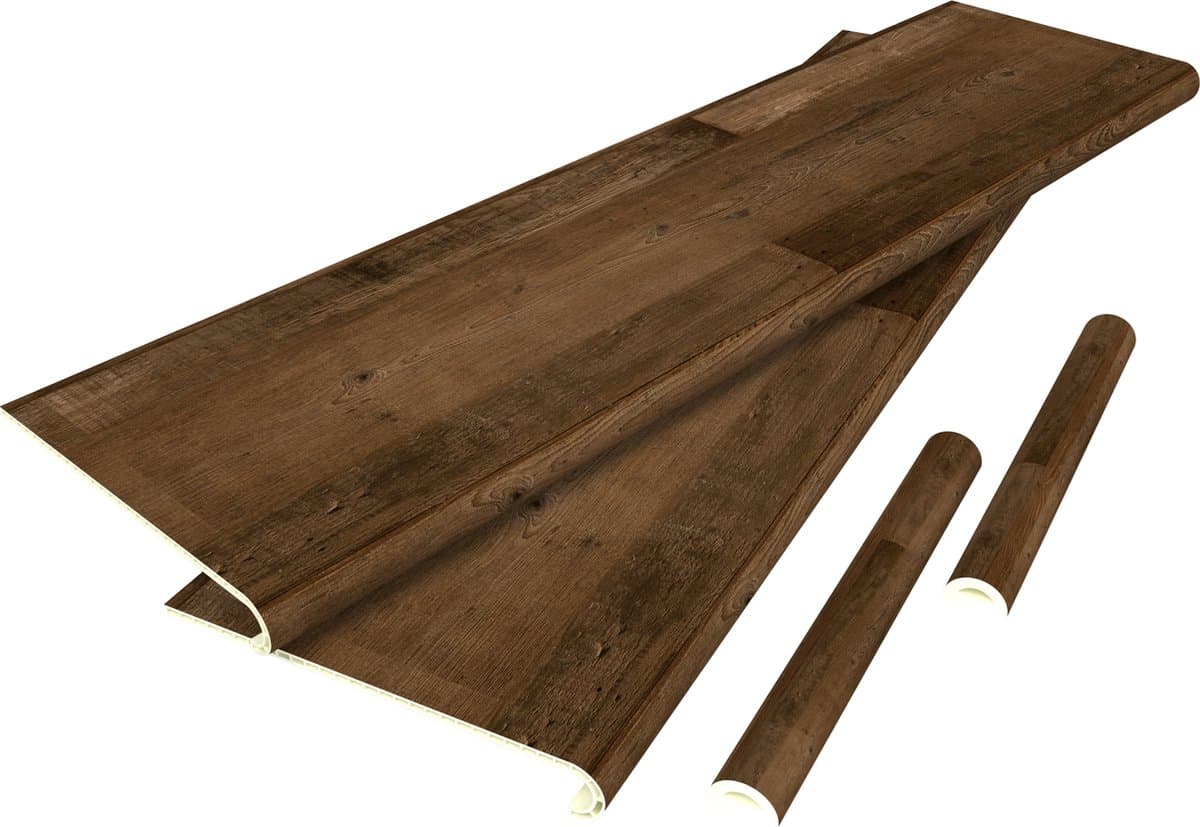 Overzettreden stootborden set van 2 PVC 120x32x4,6 cm houtkleurig donker NEU.HOLZ