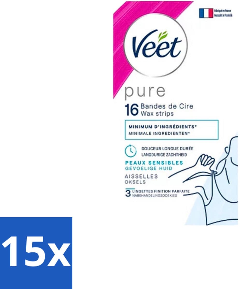 Veet - Ontharingsstrips - Oksels - Hypoallergene Minima - 16 Strips - Bulkverpakking - 15 stuks