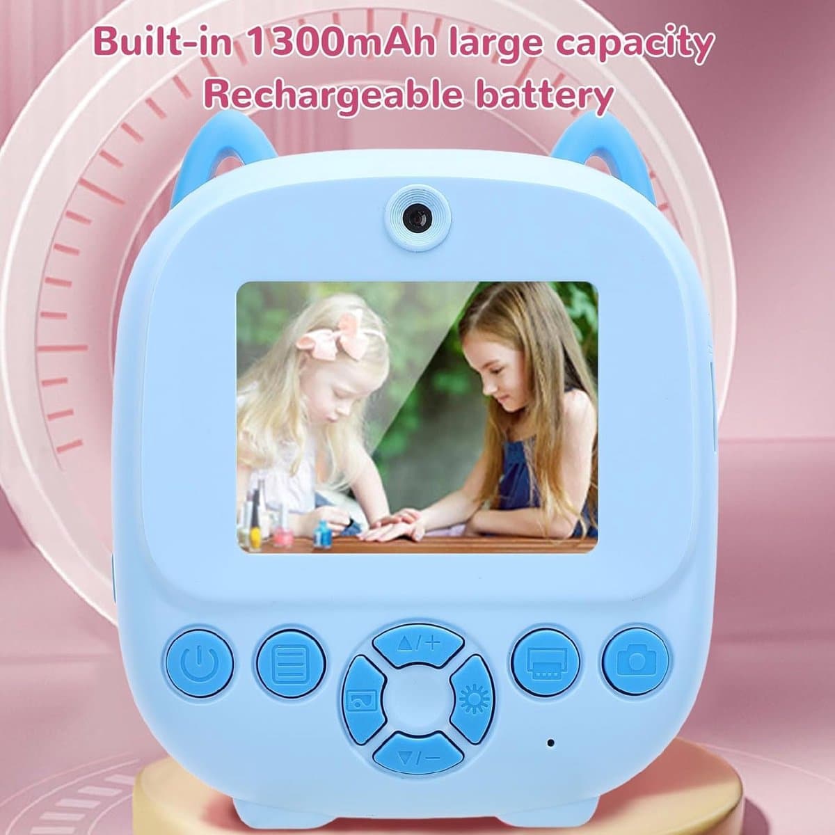 Kindercamera met foto printer - Speelgoed Camera - Incl. Sd Kaart - Foto Printer - Digitaal - Kindercamera's - Leuke cadeau - Muziek - Spelletjes - blauw