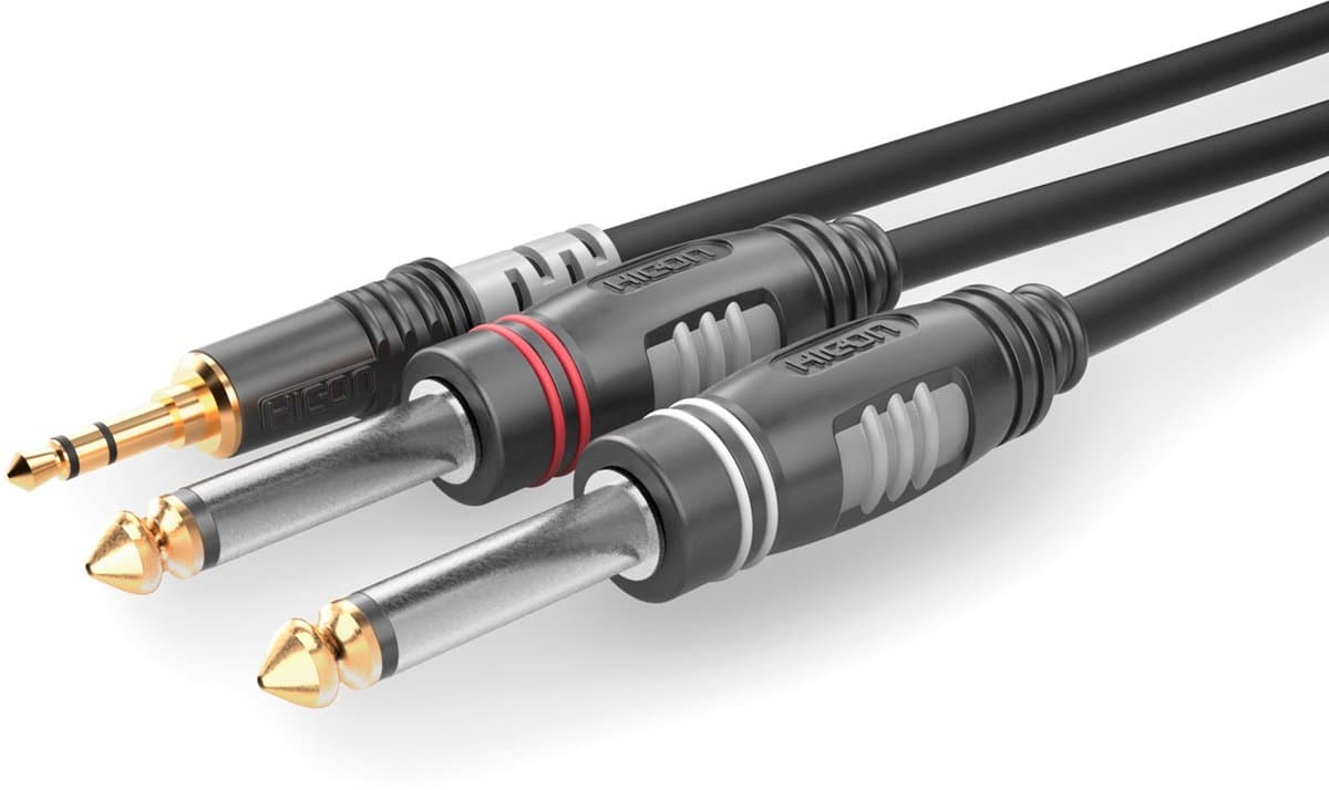 Sommer Cable HBA-3S62-0090 Jackplug Audio Aansluitkabel [1x Jackplug male 3,5 mm - 2x Jackplug male 6,3 mm (mono)] 0.90