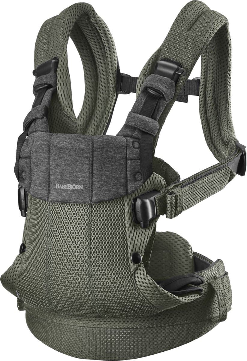BabyBjörn Draagzak Harmony - 3D Mesh - Donkergroen - Buikdrager - Rugdrager – Ergonomisch – Zachte details
