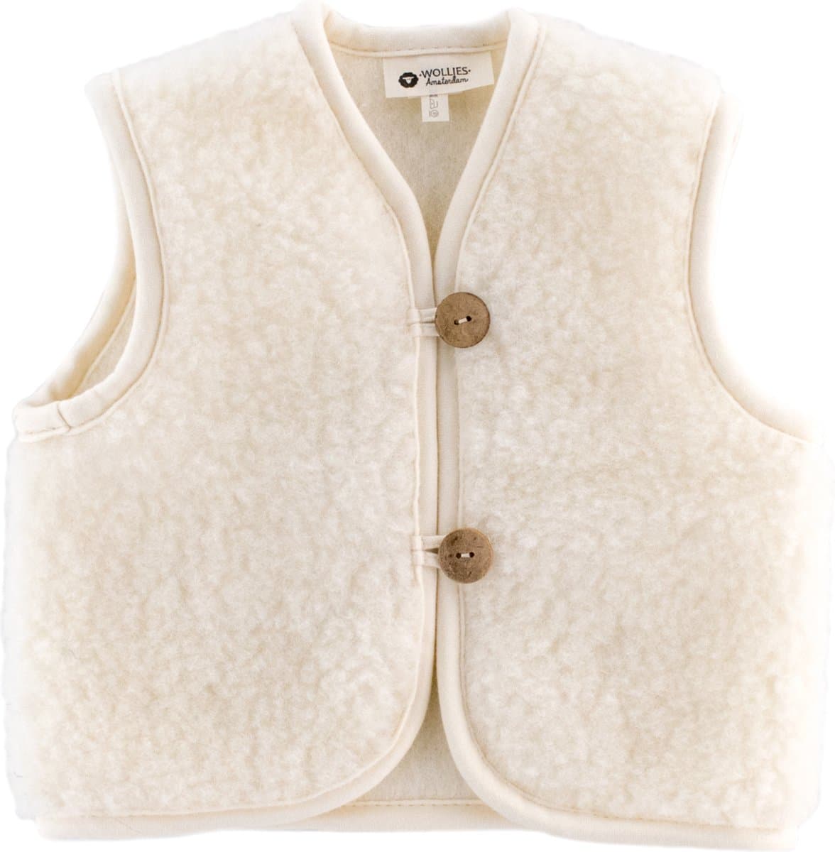WOLLIES Amsterdam - Wollen Kinder Vest - 100% Merino Wol - 74-80 - Wit