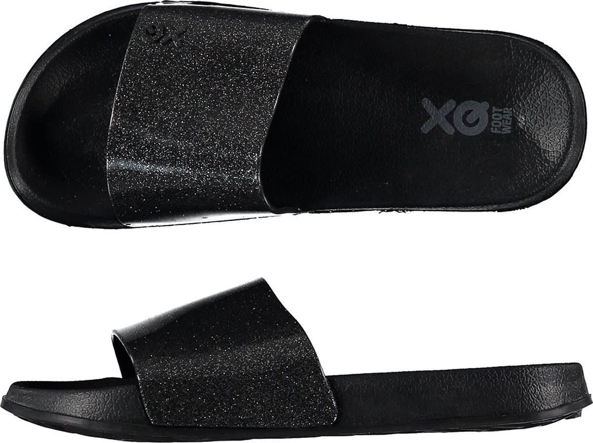 XQ - Slippers Dames - Fashion - Zwart - Badslippers dames - Gevormd voetbed