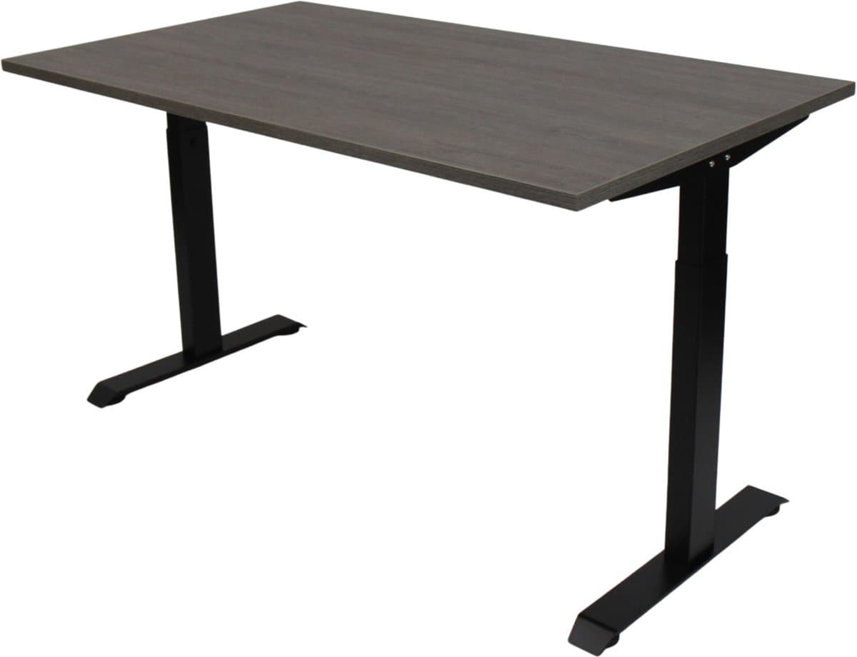 Office Hero® Cosmic - In hoogte verstelbaar bureau zwart frame - Game bureau - Computertafel - Werktafel - 160x80 - Logan eik