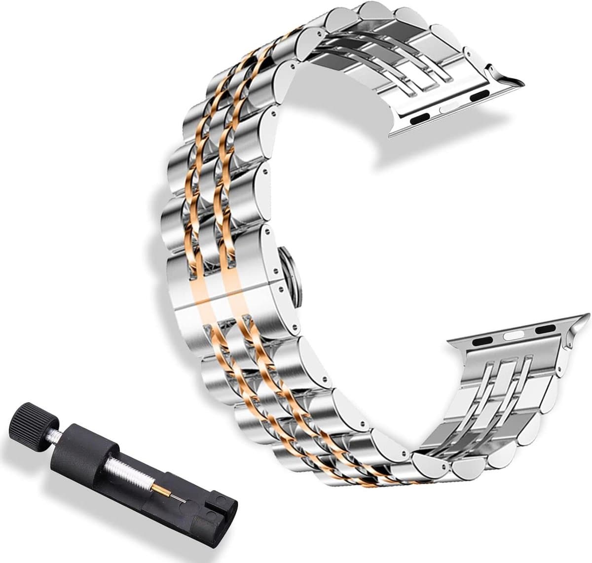 Cosensi - Roestvrij stalen armband iWatch 42 mm 44 mm 45 mm Ultra 49 mm - Zilver Roségoud