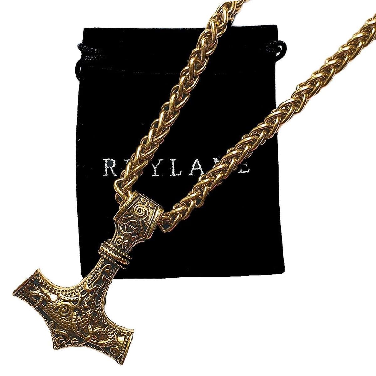 Stoere Heren Ketting-Sterk Edelstaal - Thor Hamer Scandinavisch – Voor Een Echte Man – Nieuw Brons – 70 cm