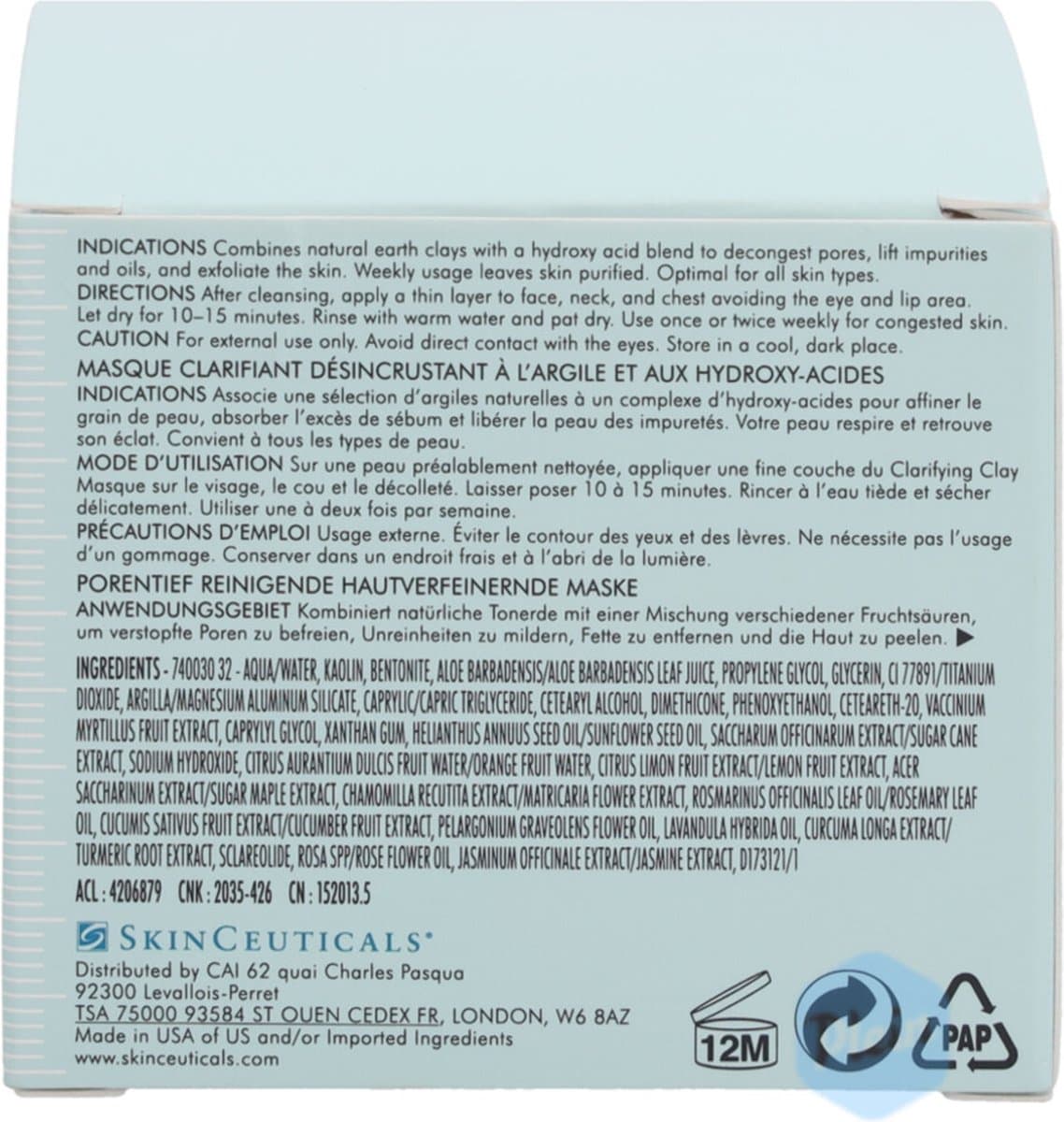 SKINCEUTICALS Clarifying Clay Masque 60 ml Zuiverend Moddermasker