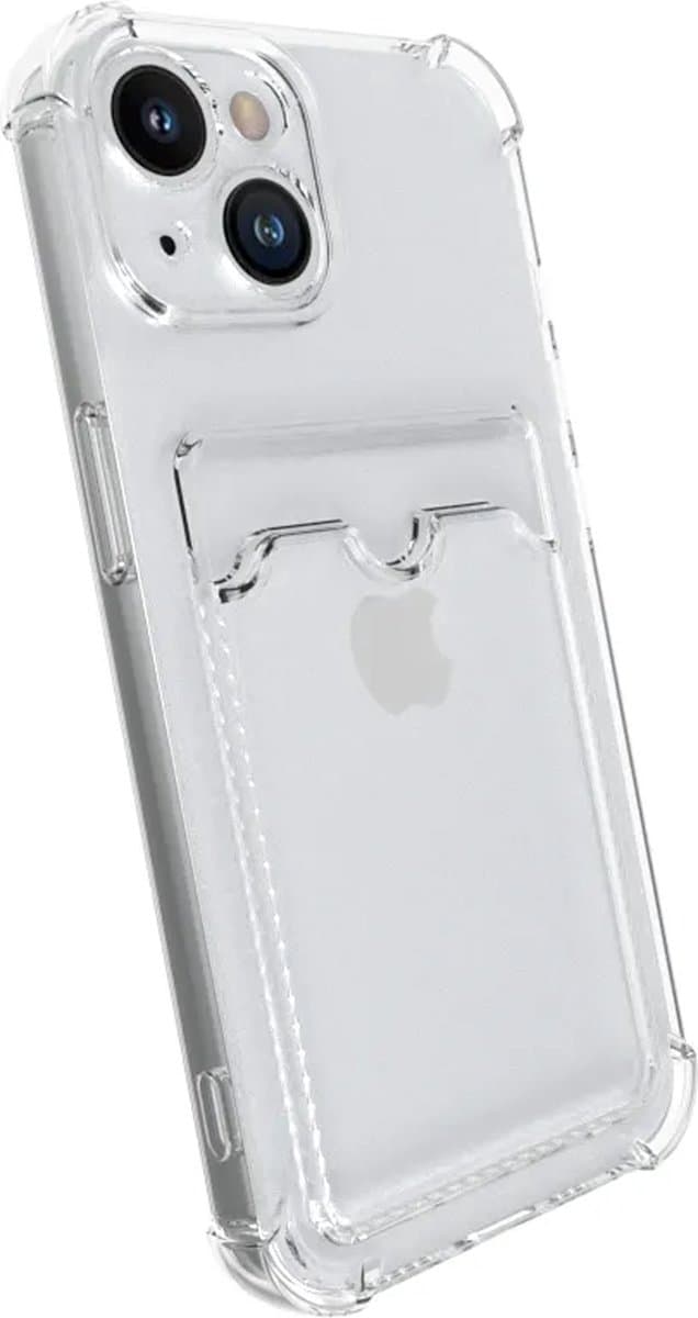 Rico Vitello Siliconen anti shock back cover Geschikt voor Apple iPhone 14 plus doorzichtig (transparant) met kaarthouder/ telefoonhoesje met vakje voor pasje.