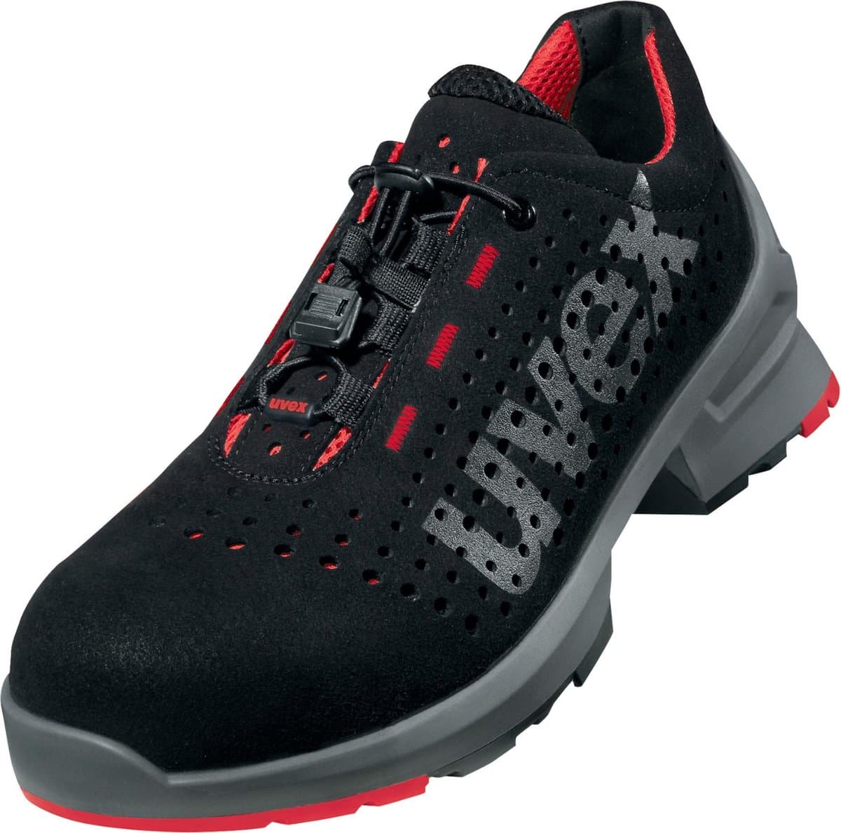 Uvex 1 Halbschuhe S1 85468 Schwarz, Rot (85468)-43 (Weite 11)