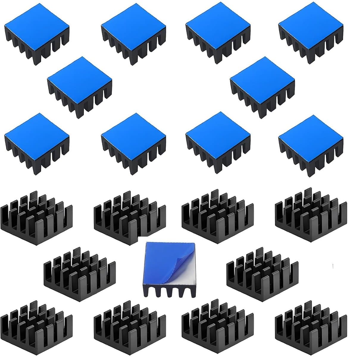 Aluminium Koellichaam met Thermische Lijm voor 3D Printer Koeling - 20 Stuks, Zwart, Efficiënte Warmteafvoer
