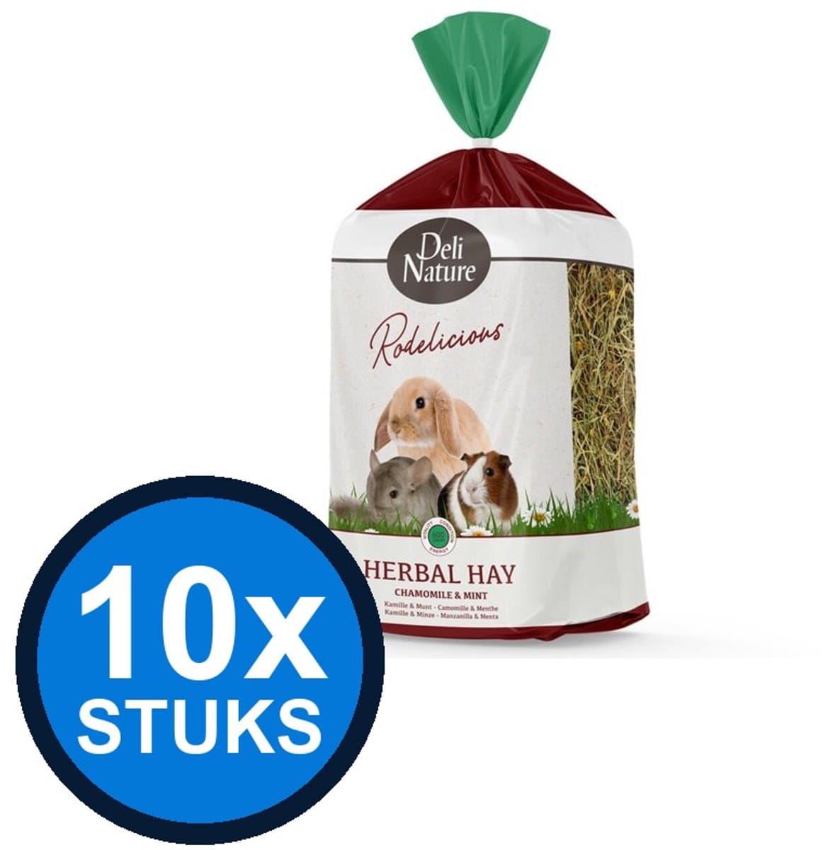 10x Deli Nature - Rodelicious kruidenhooi kamille&munt 600gr - Knaagdierenvoer - 600 g
