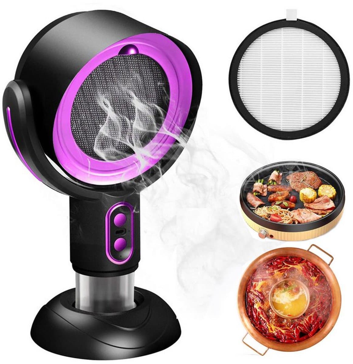 Draagbare mini-afzuigkap met batterij en USB-aansluiting Geschikt voor rookafzuiging.