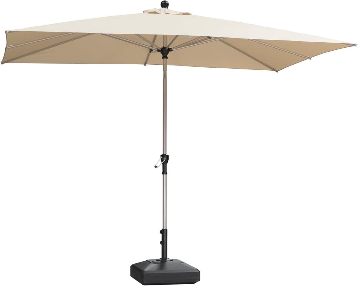 Rechthoekige Parasol - Terrasparasol Balkonparasol - Buiten Schaduw Creëren - Knikbaar met Zwengel - 200 x 300 cm - Beige