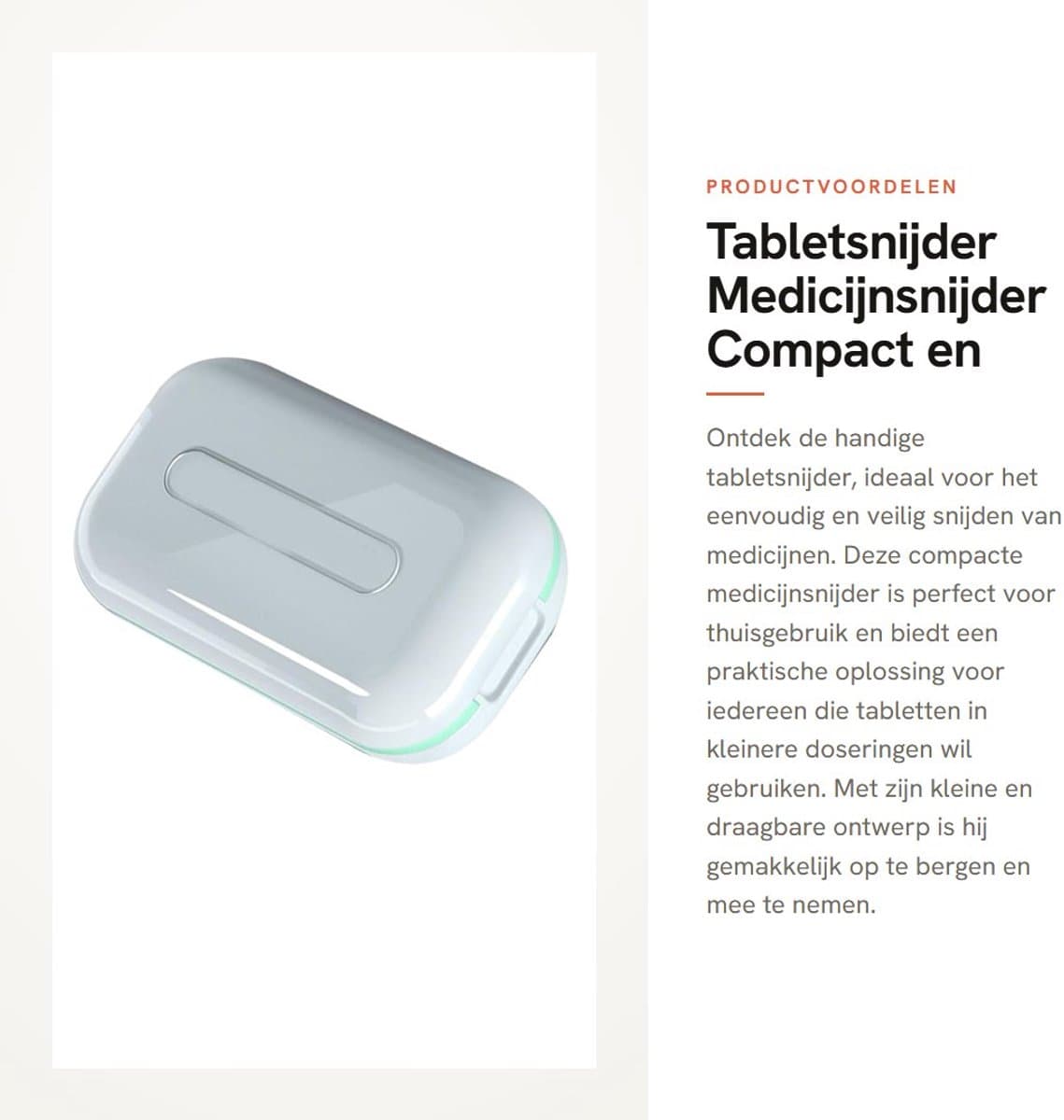Dailygoods - Tabletsnijder - Medicijnsnijder - Compact en draagbaar - Mini formaat - Tabletten snijden - Ideaal voor thuisgebruik - Geschikt voor medi...