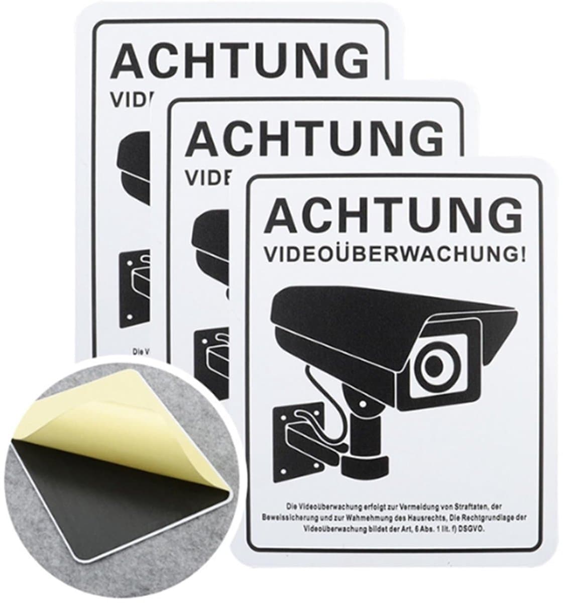 Dailygoods- Videobewaking Bord 12 x 15 cm - Schild Camerabewaking - Privé-Grondborden - Waterdicht - UV-Coating - Eenvoudig te Plakken - Bewakingsbord