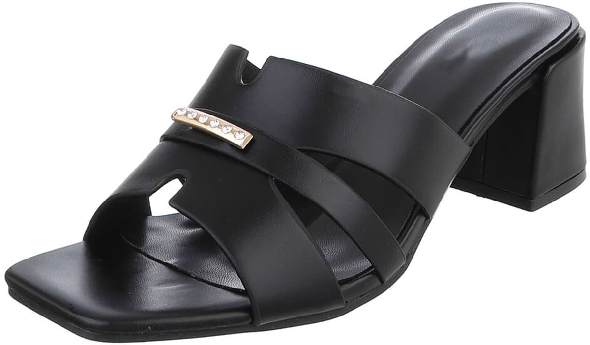 Dames muiltjes met blokhak en sierdetail Mt:38