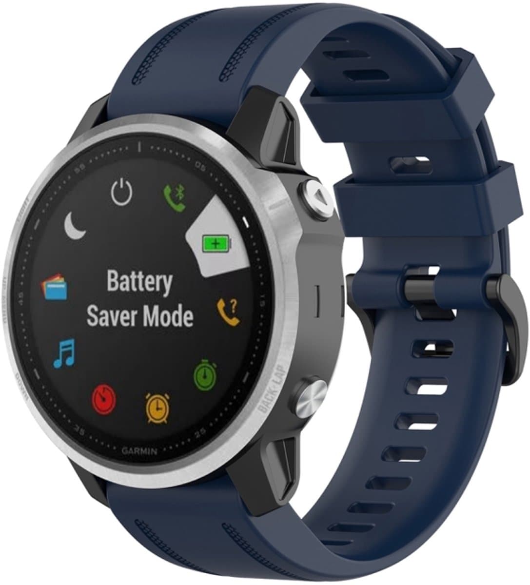 Voor Garmin Fenix 6S 20 mm Quick Release officiÃ«le textuur polsband horlogeband met plastic knop (nachtblauw)