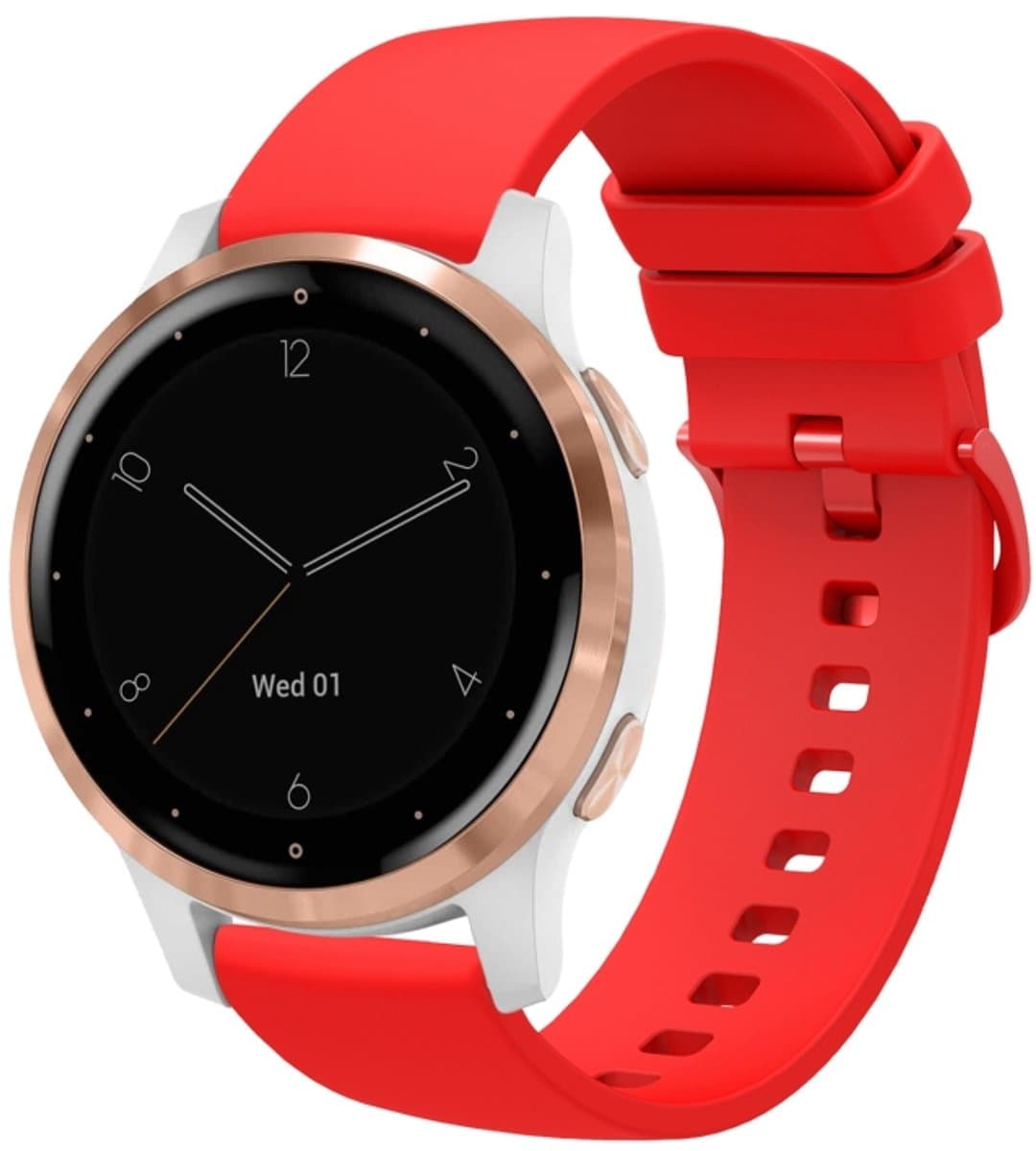 Voor Garmin Vivoactive 4S 18 mm effen kleur zachte siliconen horlogeband (rood)