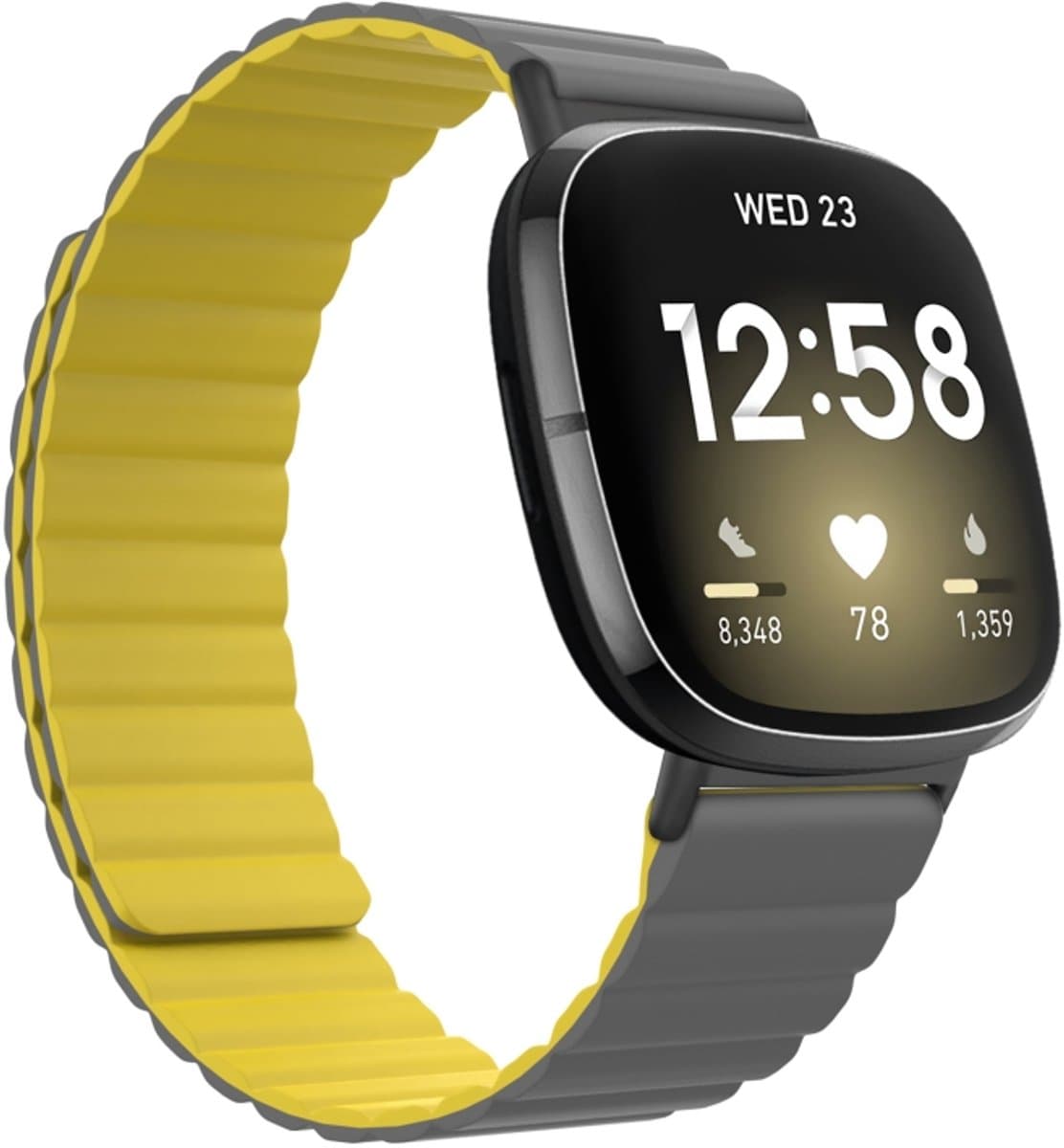 Voor Fitbit Versa 3 / Sense universele magnetische siliconen horlogeband (grijs geel)