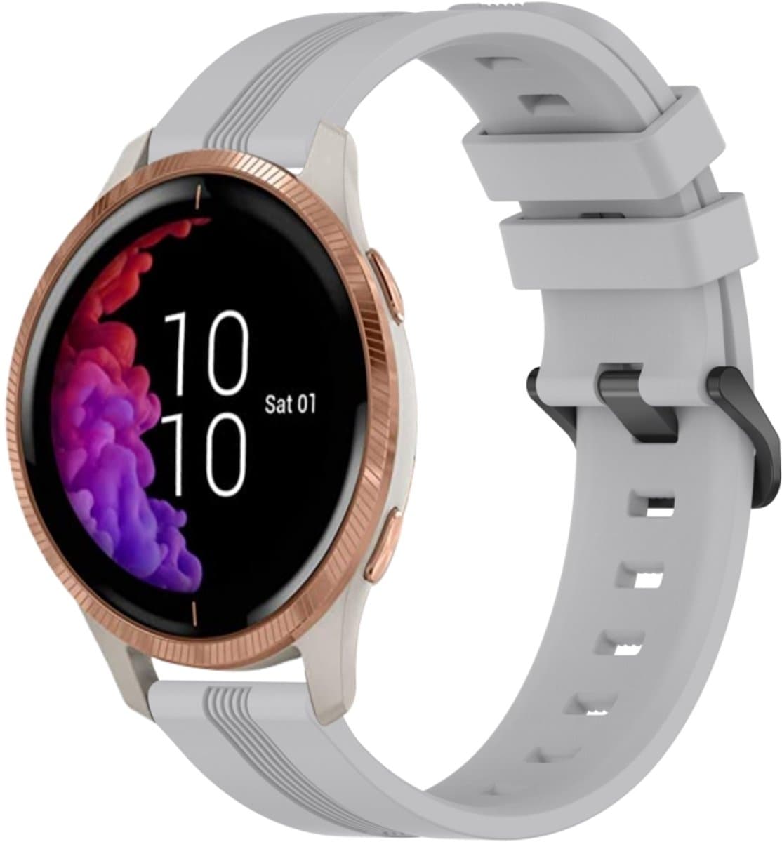 Voor Garmin Venu 20 mm concave gestreepte siliconen horlogeband (grijs)