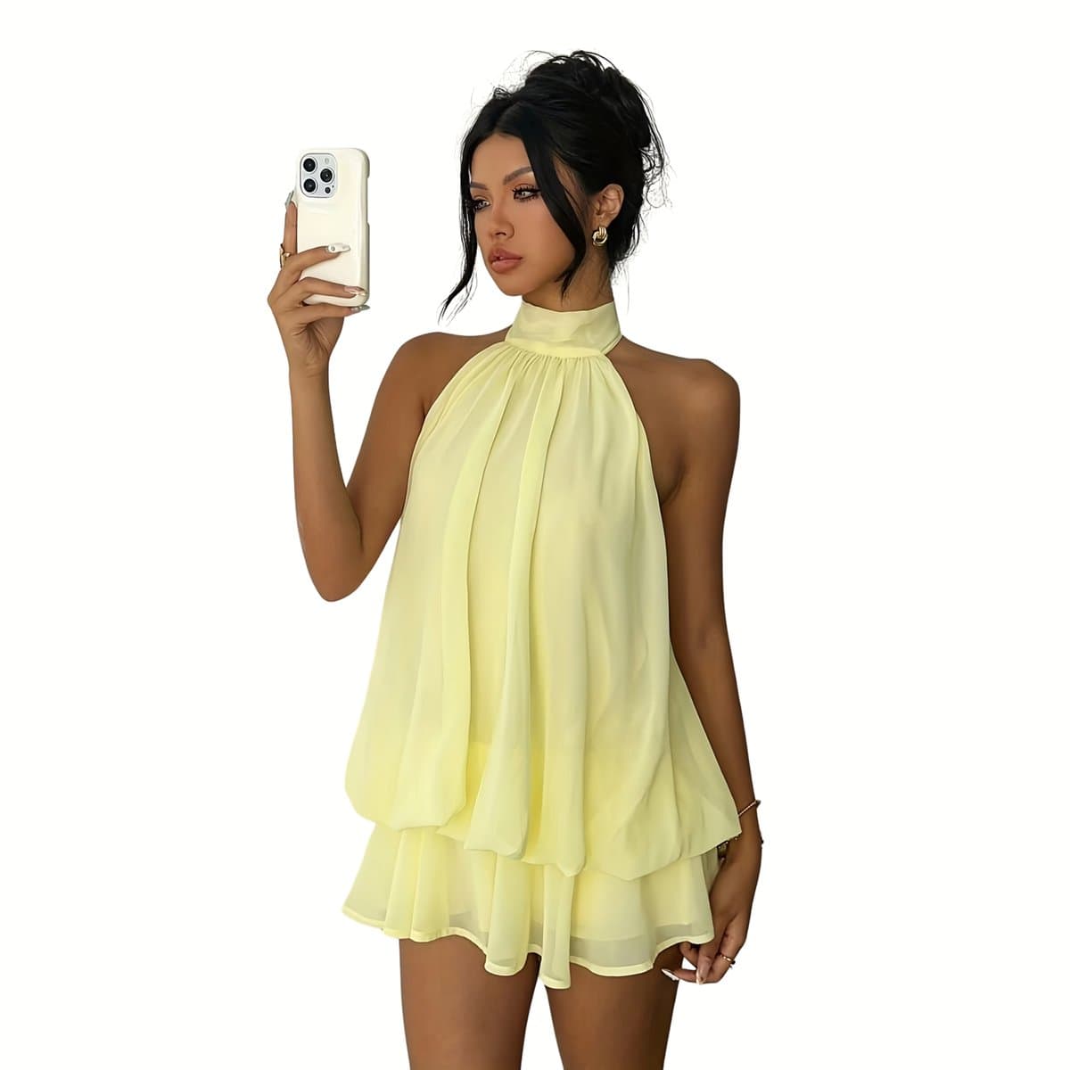 Currero Zomerjurk Dames - Zomerjurken - Volwassenen Vrouwen Midi Jurk - Ibiza Stijl - Sundress - Dress - Geel M