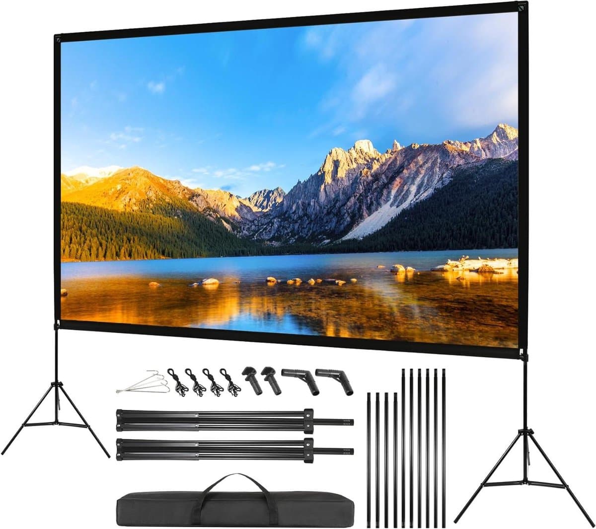 Projectiescherm met statief - Mobiel filmscherm - Thuisbioscoop creëren - Snelle montage - 120 inch - Wit