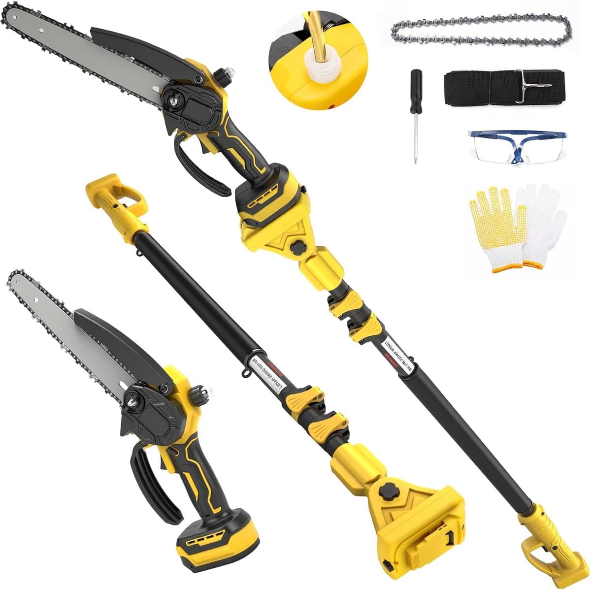 Accu takkenzaag - Mini kettingzaag - Snoeien op hoogte - Telescoopsteel 25m - 8 inch zaagblad