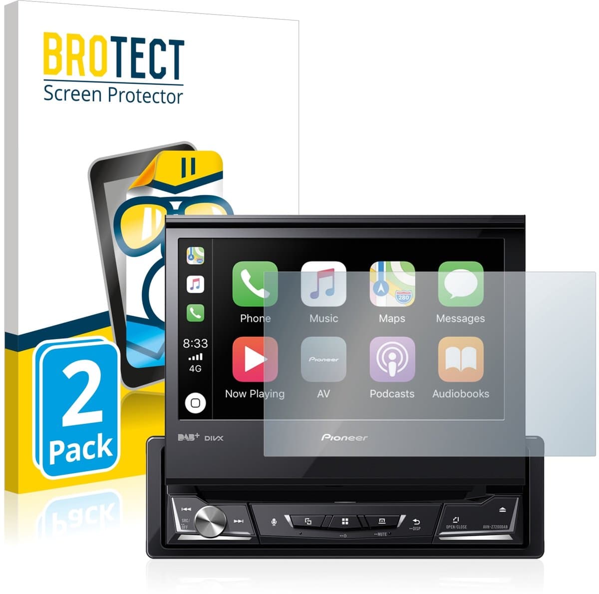 BROTECT - Screenprotector voor Pioneer AVH-Z7200DAB - Folie Beschermfolie transparant 2 Stuks