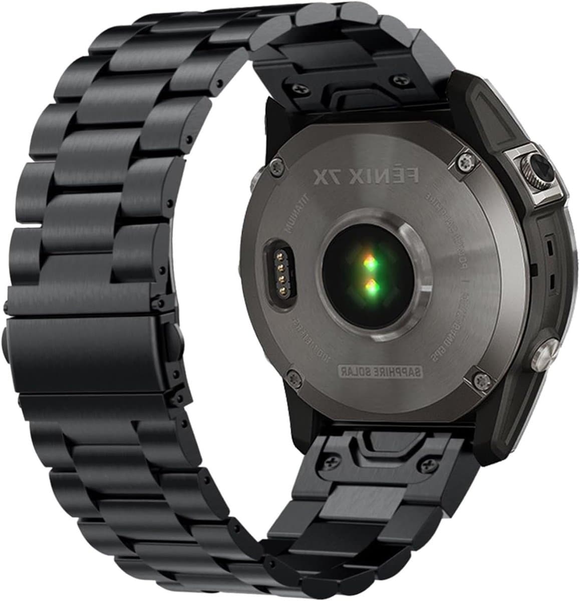 Stijlvolle RVS Horlogeband 26 mm voor Garmin Fenix 8, Epix Pro en Tactix 8 - Duurzame Link Bracelet, Geschikt voor Enduro, Fenix 7X en 6X (Zwart)